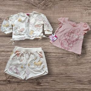 Disney Minnie Mouse Pink and Cream 3-Piece Set with Bow Details
